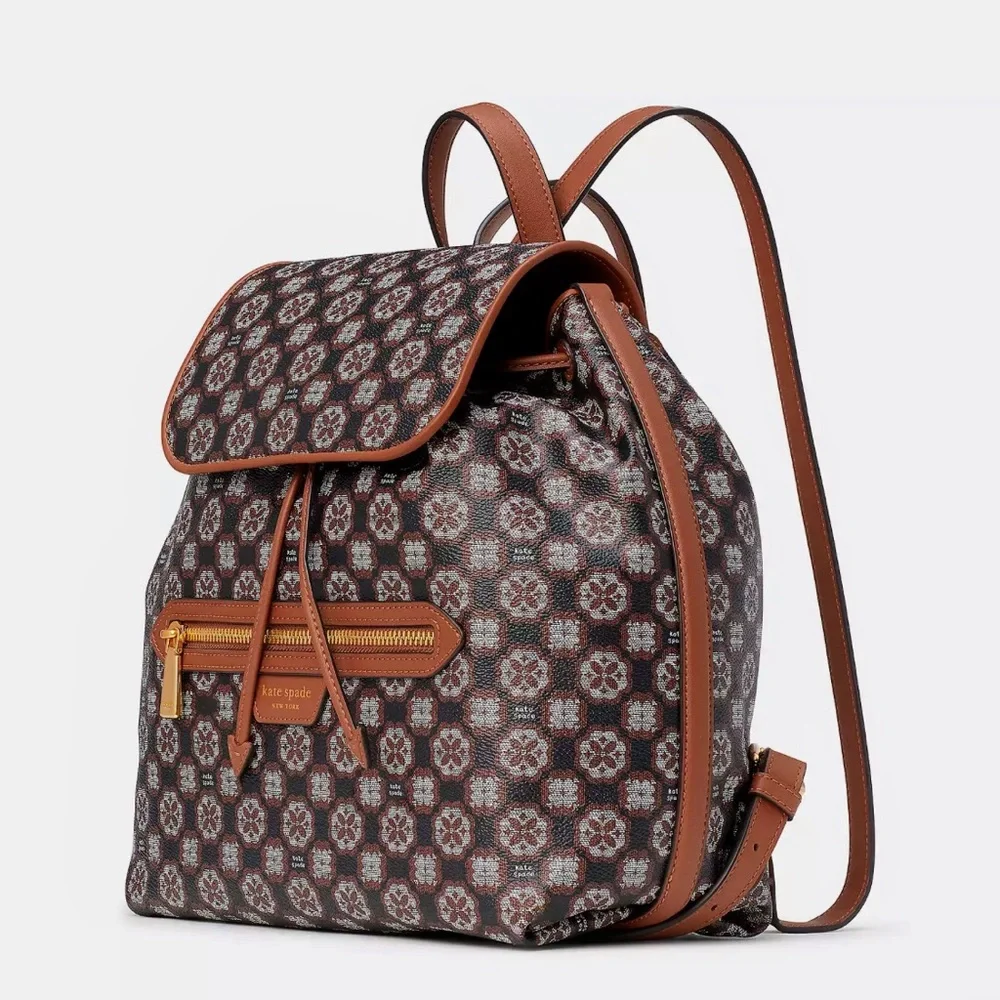 NWT KATE SPADE Spade Flower‎ Monogram Mia Flap Backpack Casual Bag